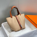 Hermes 25S Picotin Lock 18 in Burnt Orange and Light Brown Calfskin Silver Hardware Bag
