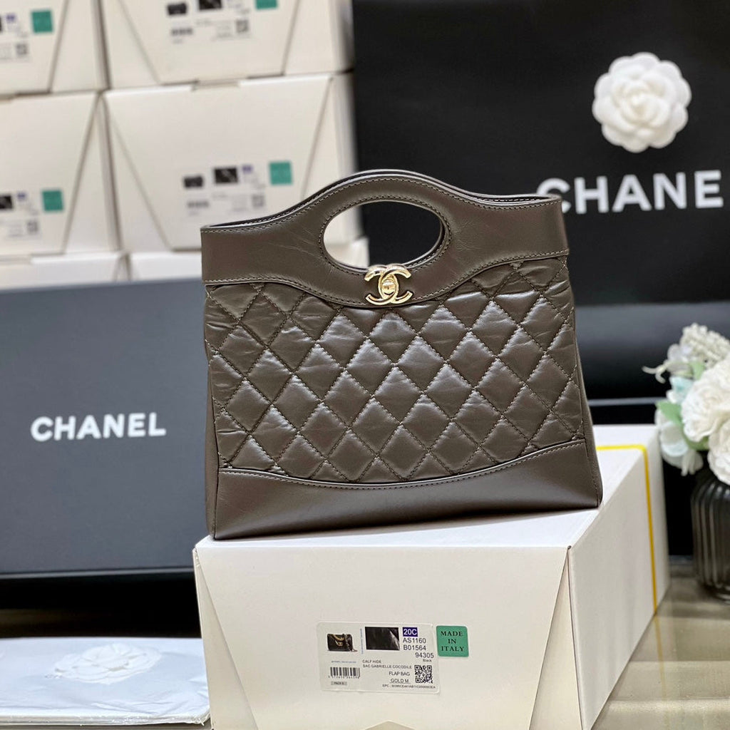 Chanel 25S Mini Shopping Bag 23 in Dark Taupe Calfskin