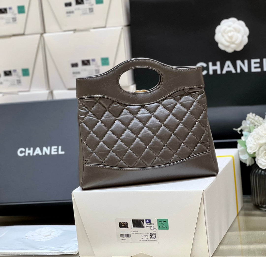Chanel 25S Mini Shopping Bag 23 in Dark Taupe Calfskin