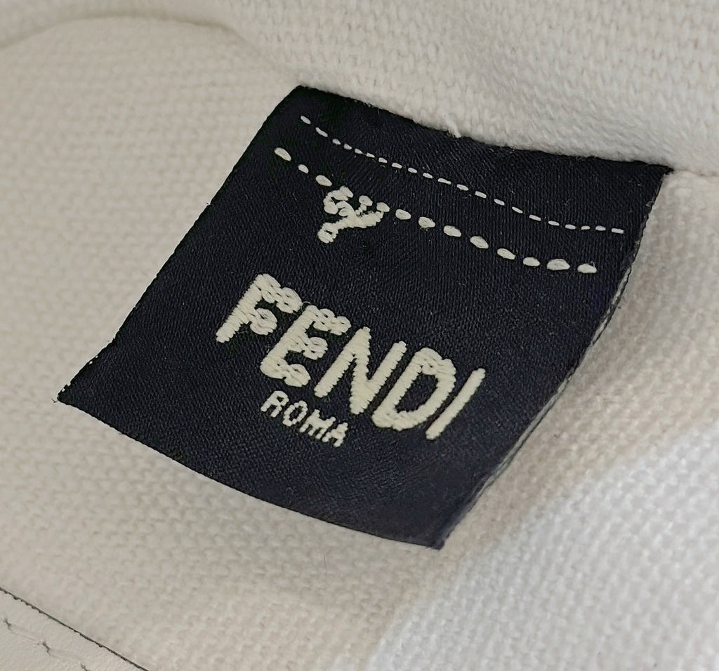Fendi 19 Baguette Bag in Black Mix White Canvas with Gold Hardware
