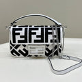 Fendi 19 Baguette Bag in Black Mix White Canvas with Gold Hardware