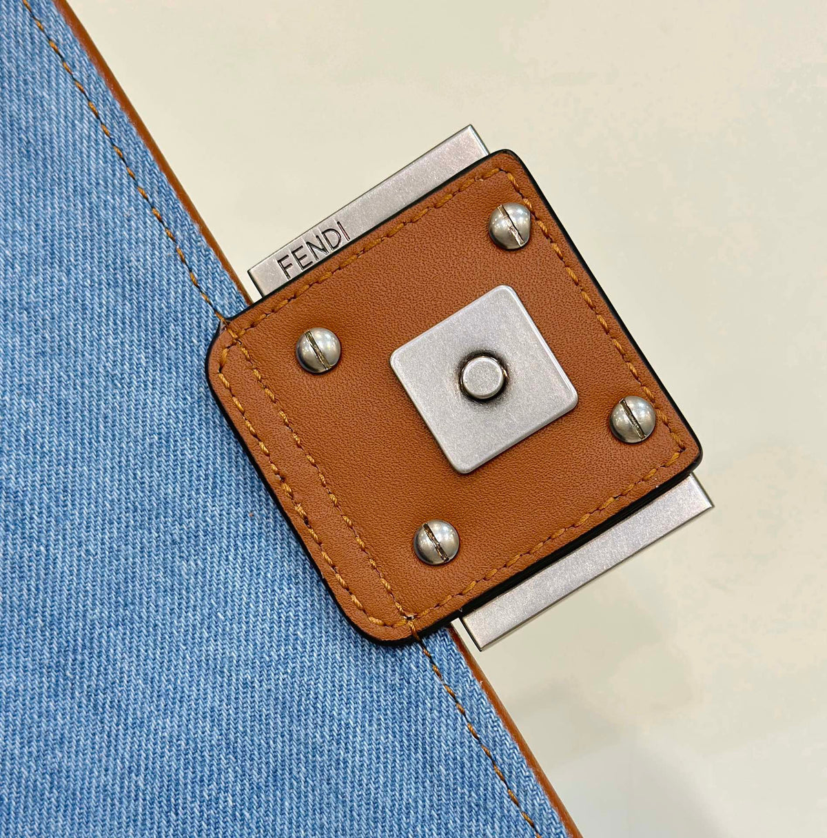 Fendi 19 Baguette Bag in Light Blue Canvas with Silver Hardware
