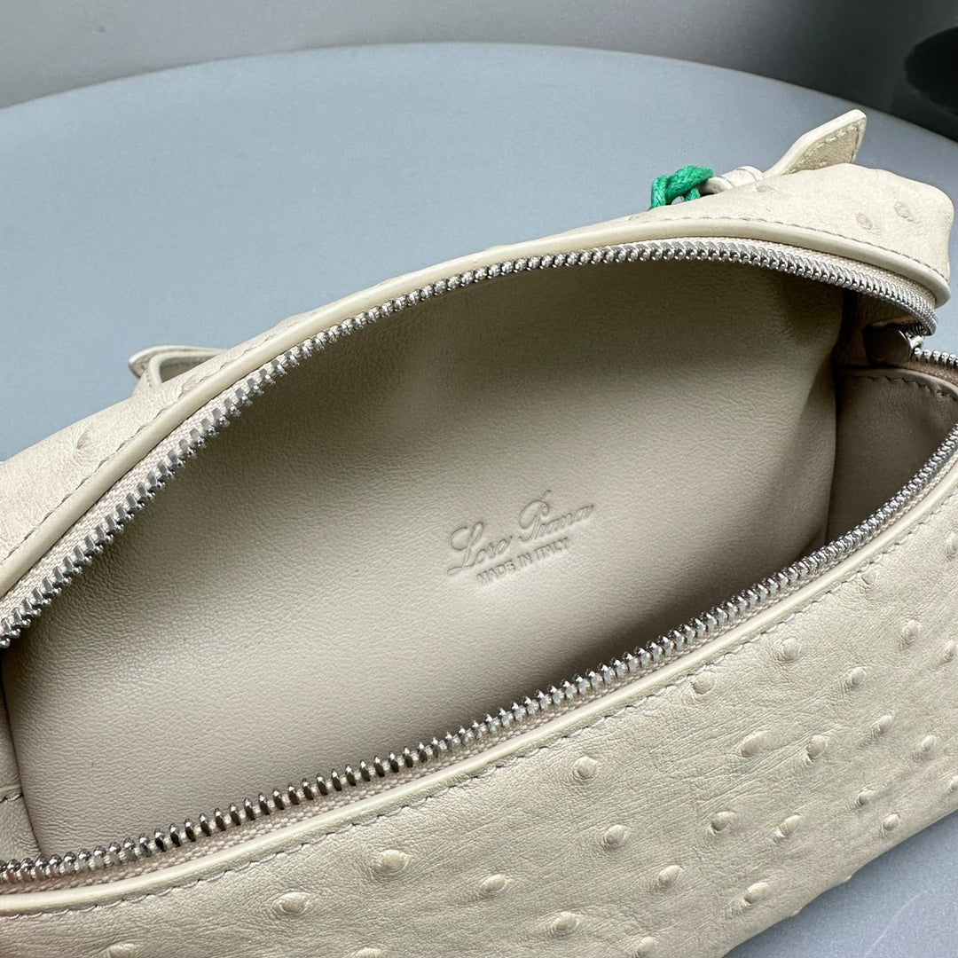 Loro Piana Extra Pocket L19 in Bisque Beige Ostrich Leather Bag