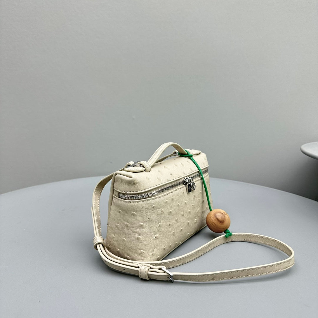 Loro Piana Extra Pocket L19 in Bisque Beige Ostrich Leather Bag