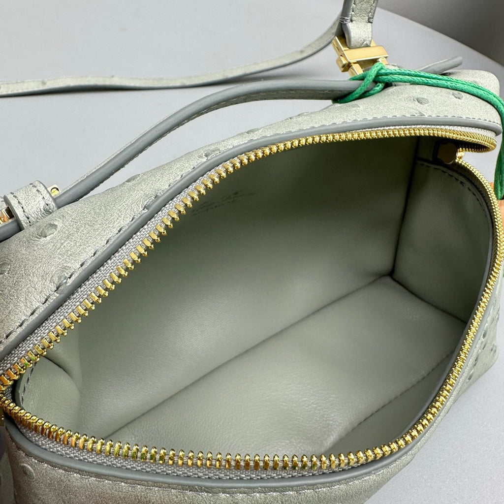 Loro Piana Extra Pocket L19 in Pearl Gray Ostrich Leather Bag