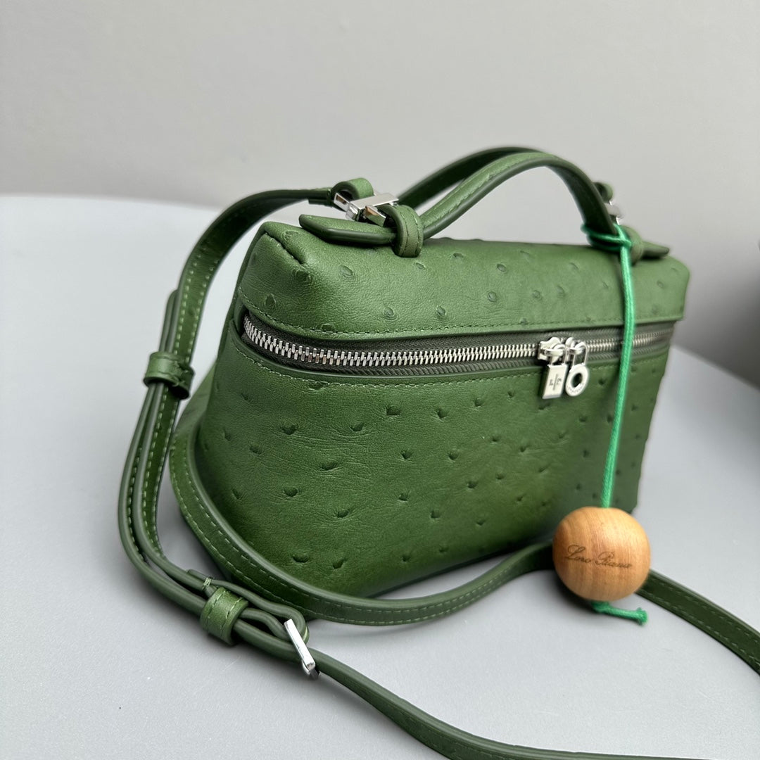 Loro Piana Extra Pocket L19 in Jungle Green Ostrich Leather Bag