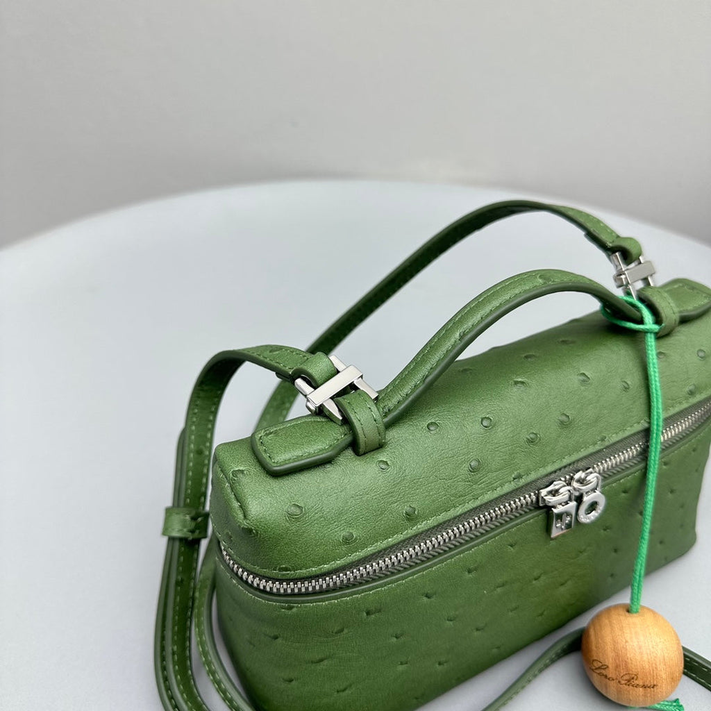 Loro Piana Extra Pocket L19 in Jungle Green Ostrich Leather Bag