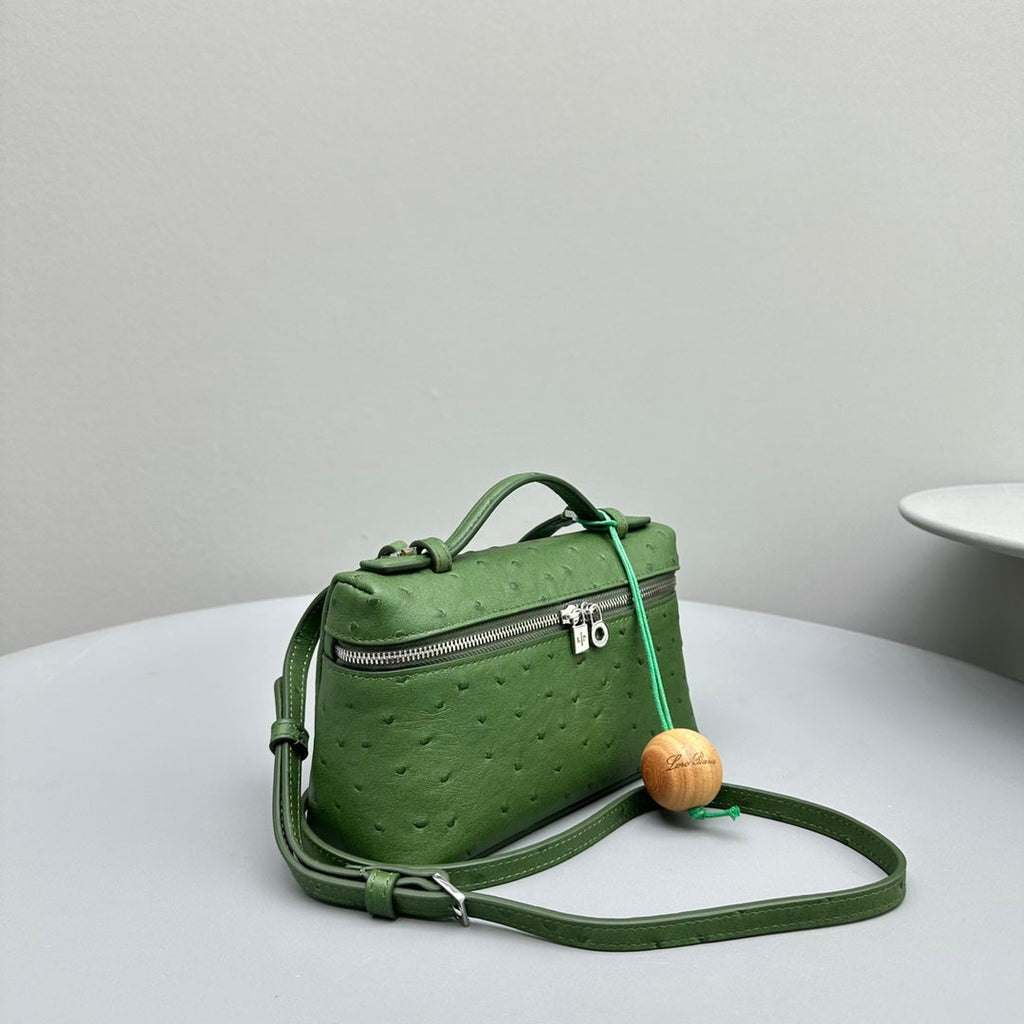 Loro Piana Extra Pocket L19 in Jungle Green Ostrich Leather Bag