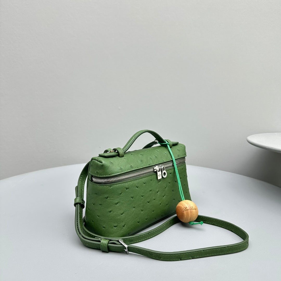 Loro Piana Extra Pocket L19 in Jungle Green Ostrich Leather Bag