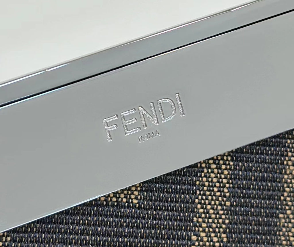 Fendi 26 First Small in Midnight Blue Mix White Calfskin Silver Hardware Bag