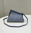 Fendi 26 First Small in Midnight Blue Mix White Calfskin Silver Hardware Bag