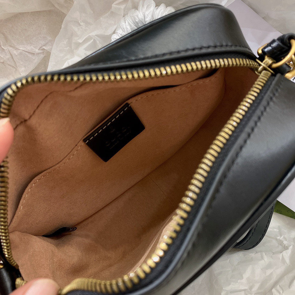 Gucci Mini 18 Marmont Matelassé Black Calfskin with Golden Logo Bag