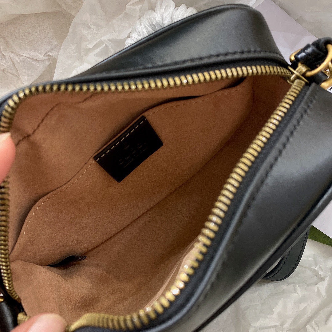 Gucci Mini 18 Marmont Matelassé Black Calfskin with Golden Logo Bag