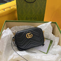 Gucci Mini 18 Marmont Matelassé Black Calfskin with Golden Logo Bag