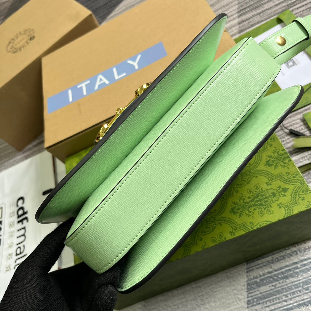 Gucci Horsebit 1955 Mini Bag 25 in Light Green Calfskin