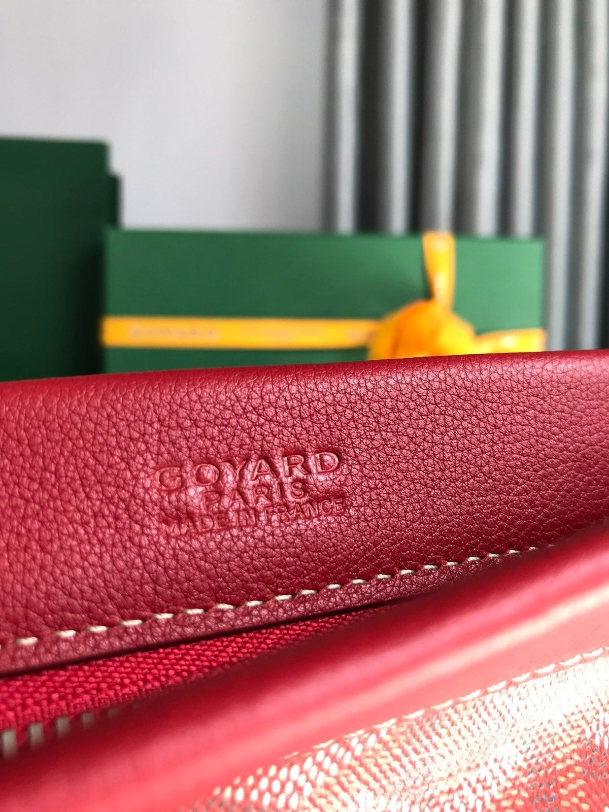 Goyard Conti Pouch 24 in Classic Red Lambskin and Goyardine Canvas