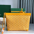 Goyard Conti Pouch 24 in Yellow Lambskin and Goyardine Canvas