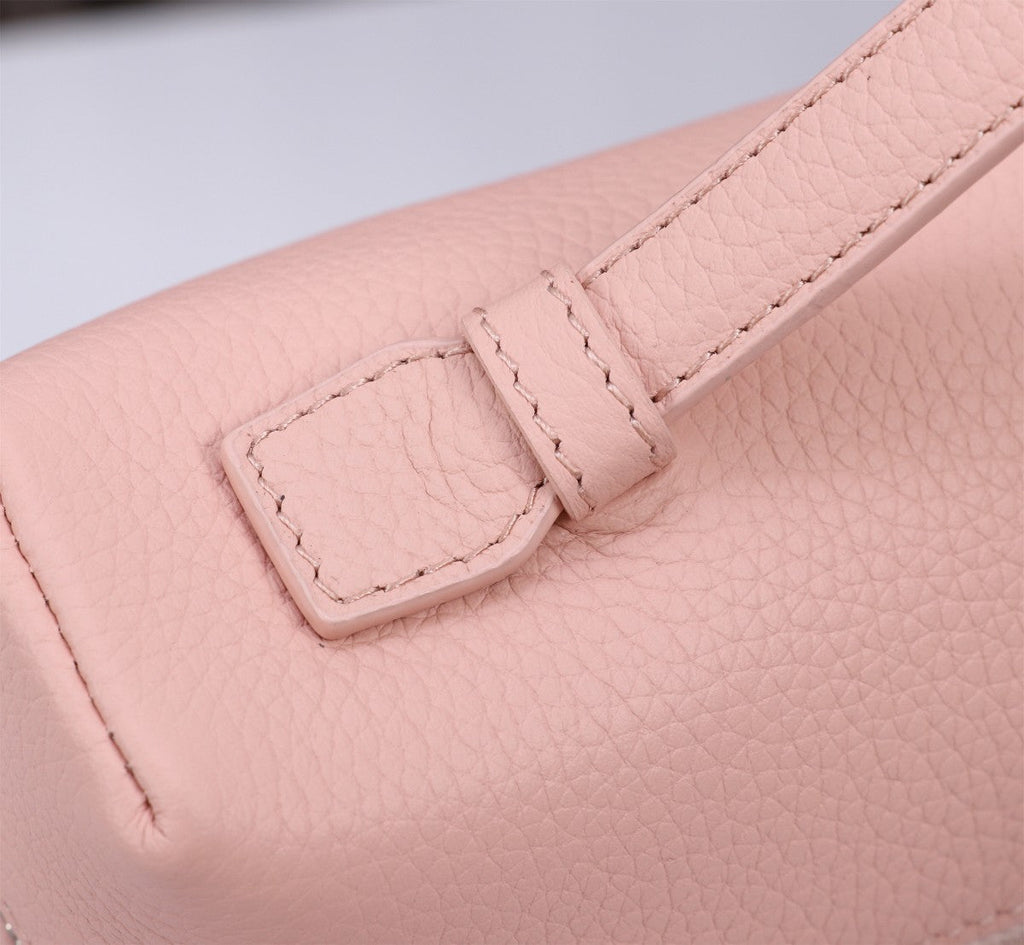 Loro Piana Extra Bag L27 in Blush Pink Grained Calfskin with Silver Hardware