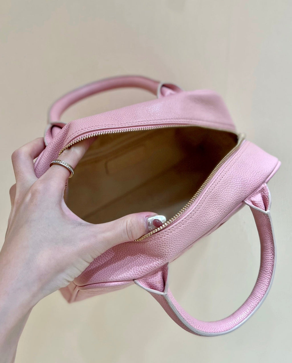 Chanel 25S Quilted Caviar Bowling Bag 27 in Pink Calfskin