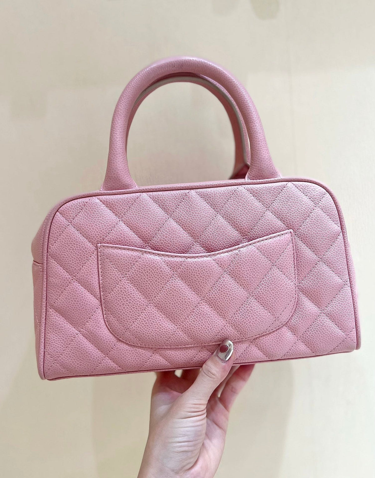 Chanel 25S Quilted Caviar Bowling Bag 27 in Pink Calfskin