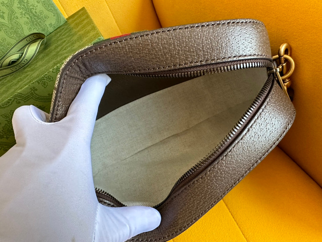 Gucci Ophidia Small 24 in Beige Canvas and Brown Calfskin Bag