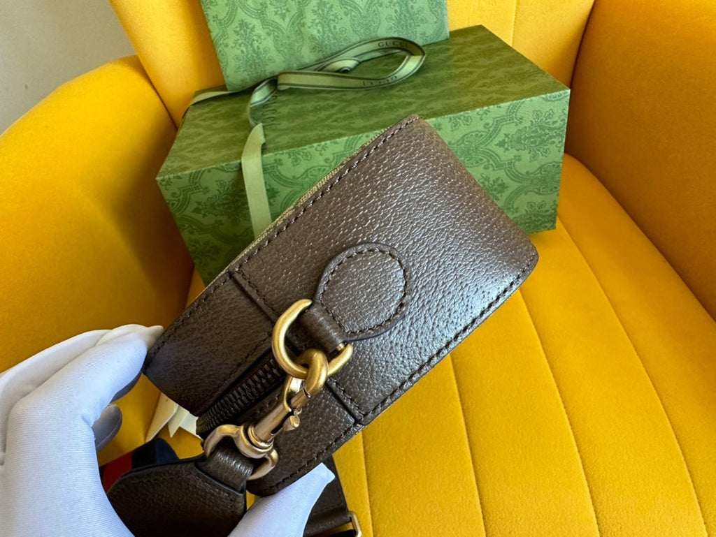 Gucci Ophidia Small 24 in Beige Canvas and Brown Calfskin Bag