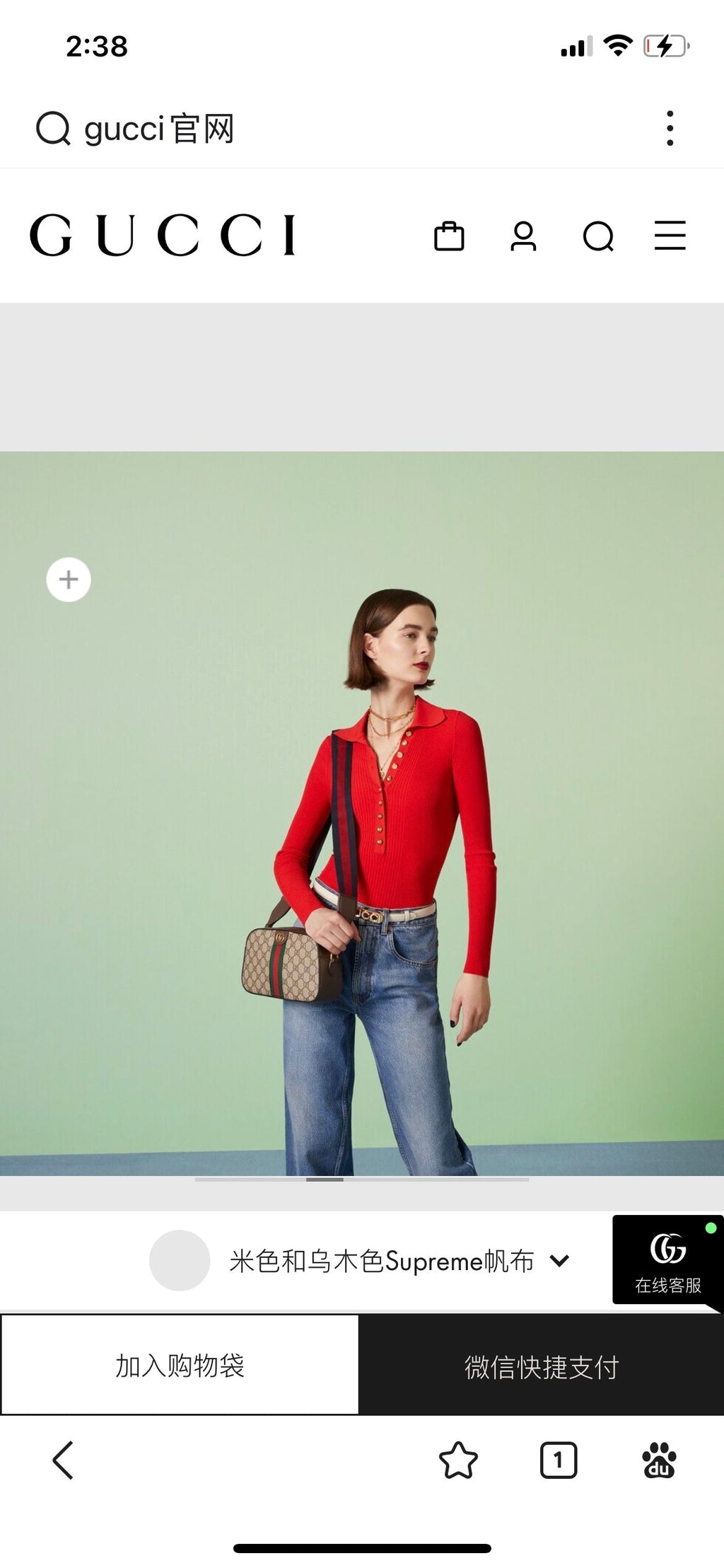 Gucci Ophidia Small 24 in Beige Canvas and Brown Calfskin Bag
