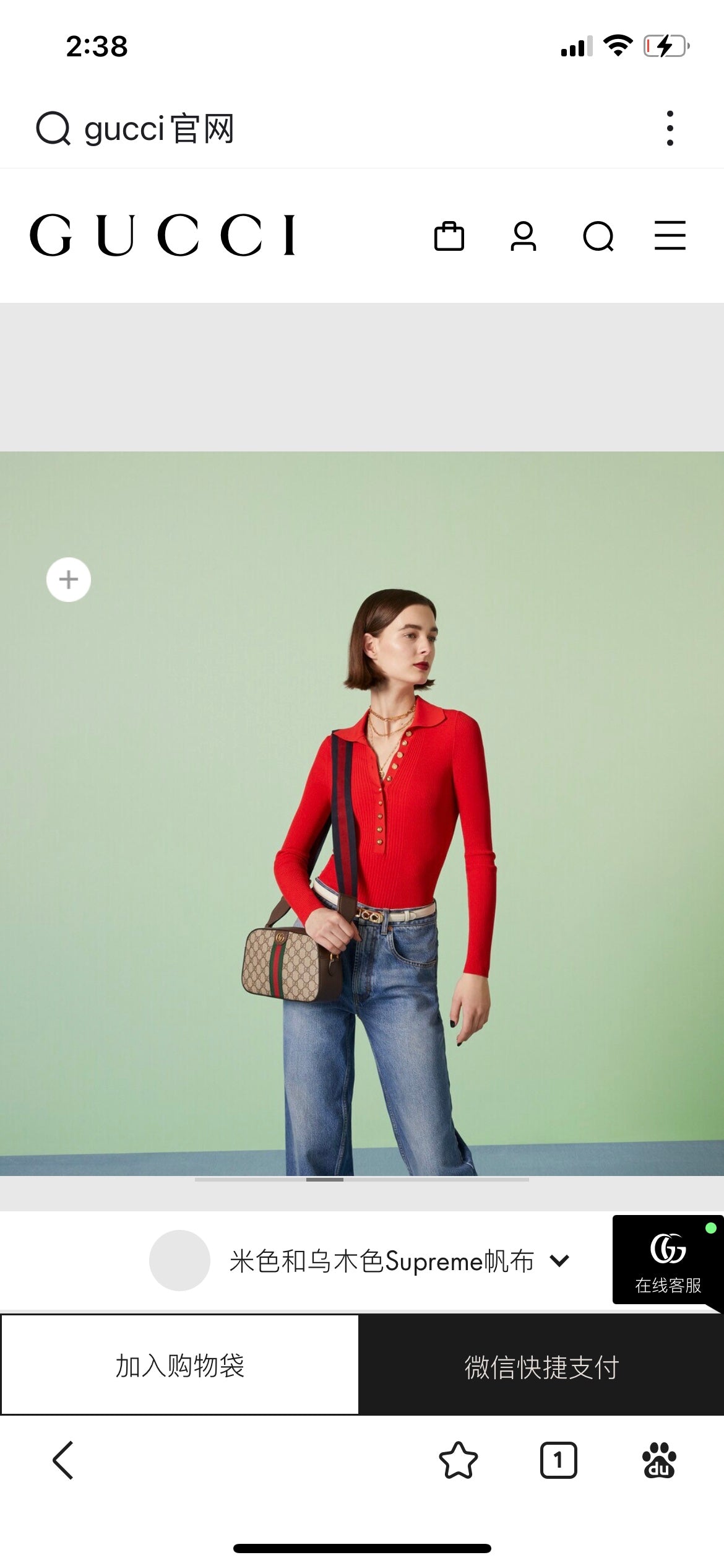 Gucci Ophidia Small 24 in Beige Canvas and Brown Calfskin Bag