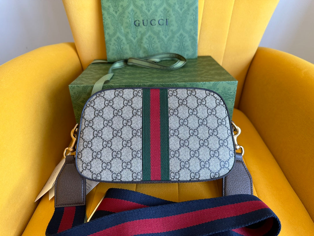 Gucci Ophidia Small 24 in Beige Canvas and Brown Calfskin Bag