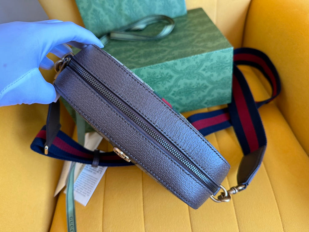 Gucci Ophidia Small 24 in Beige Canvas and Brown Calfskin Bag