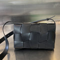 Bottega Veneta Cassette 23 in Black Calfskin with Wavy Pattern Bag