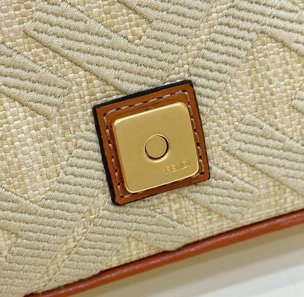 Fendi 19 Baguette Bag in Flax Yellow Canvas with Gold Hardware