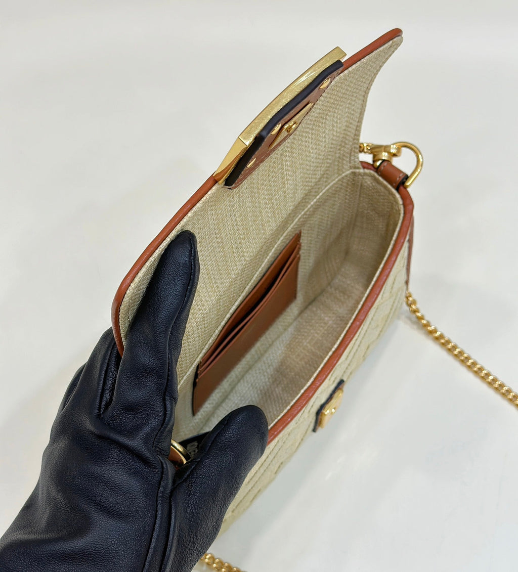 Fendi 19 Baguette Bag in Flax Yellow Canvas with Gold Hardware