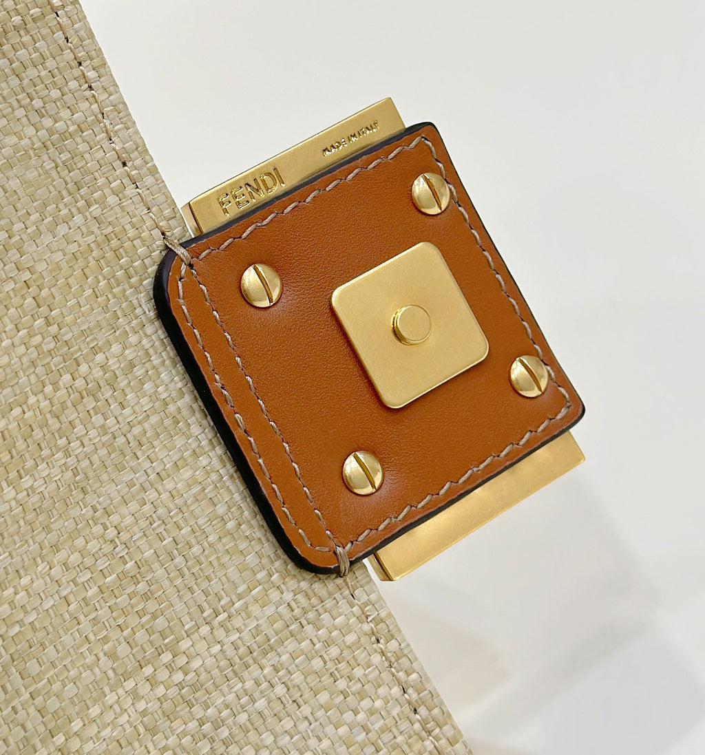 Fendi 19 Baguette Bag in Flax Yellow Canvas with Gold Hardware