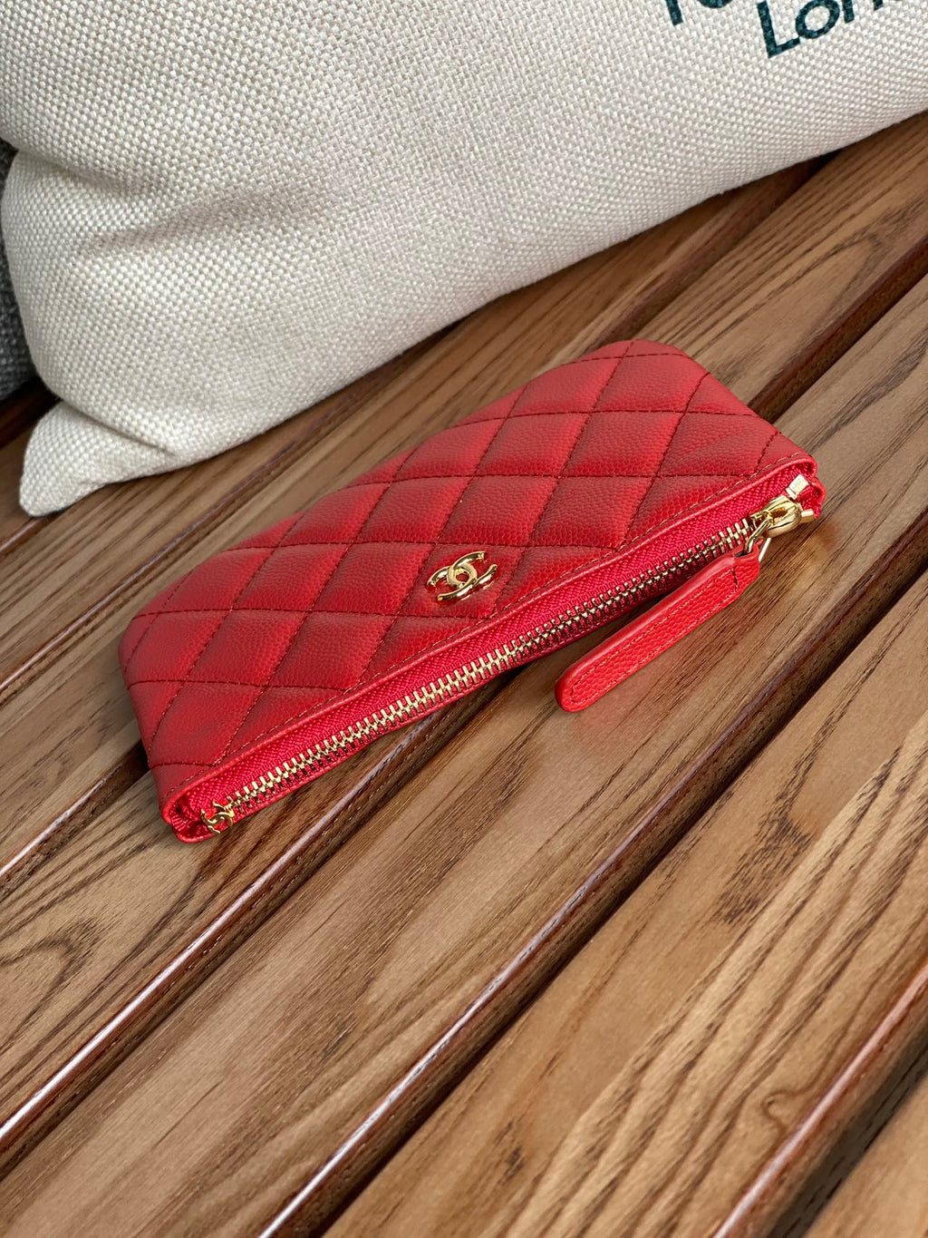 Chanel Classic Small 15 Zipped Pouch in Crimson Red Grained Calfskin
