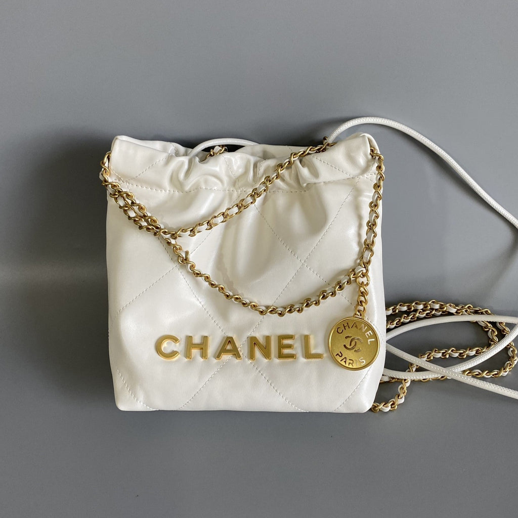 Chanel Hobo Mini 20cm White Lambskin Ghw