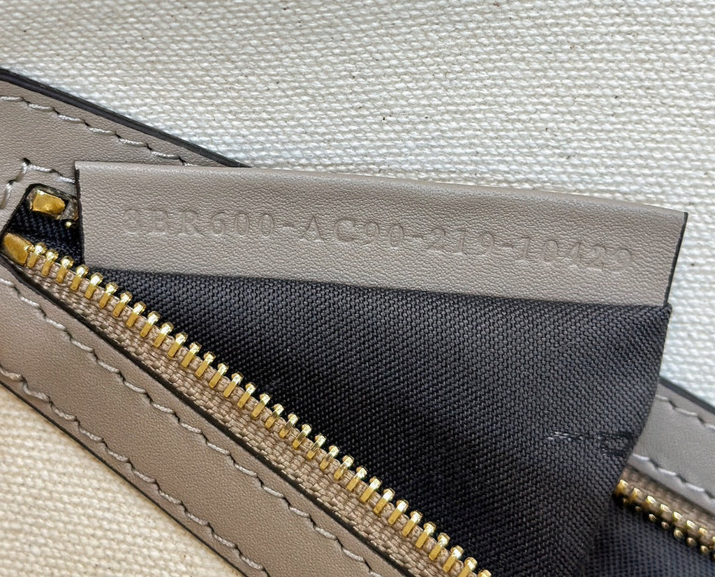 Baguette Canvas 27 Bag Grey Strap with Multicolour Embroidery Gold Hardware
