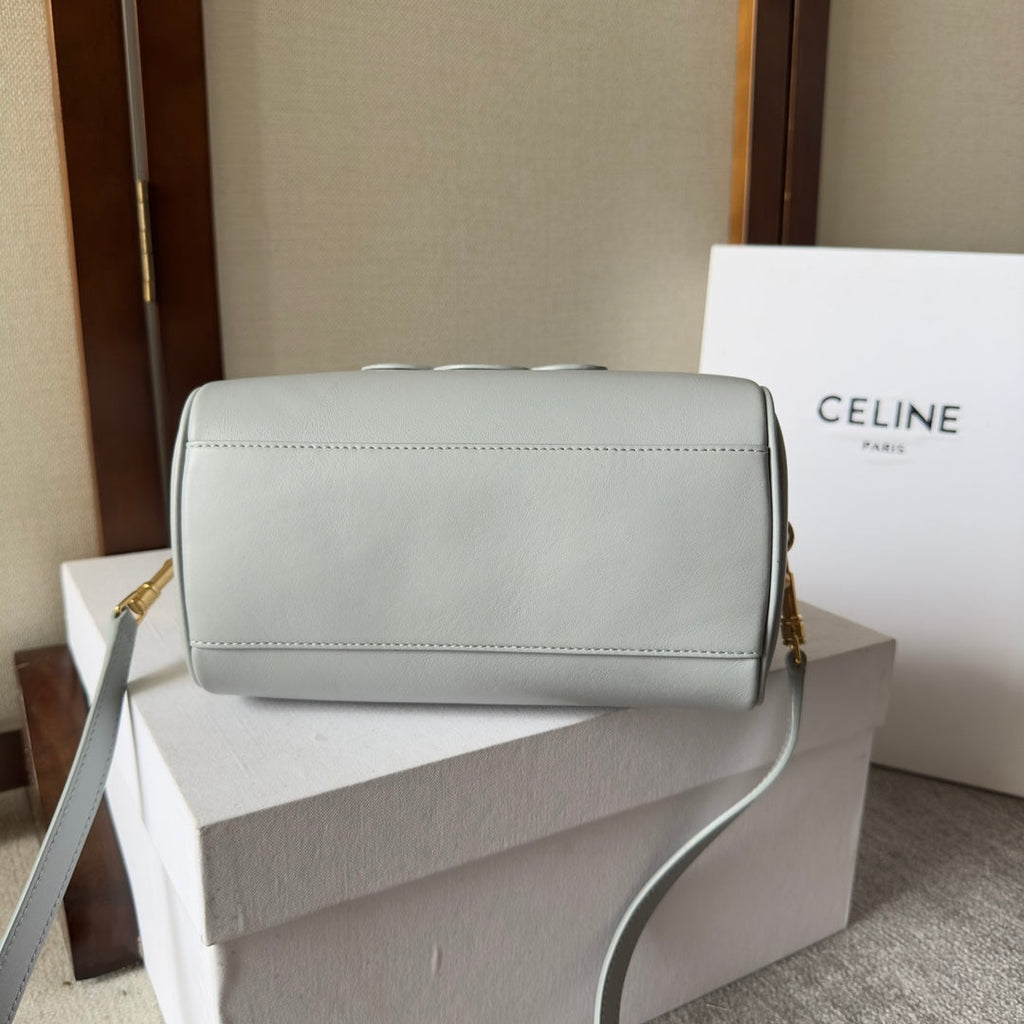 Celine Embossed Top Handle Bag 20 in Grey Calfskin