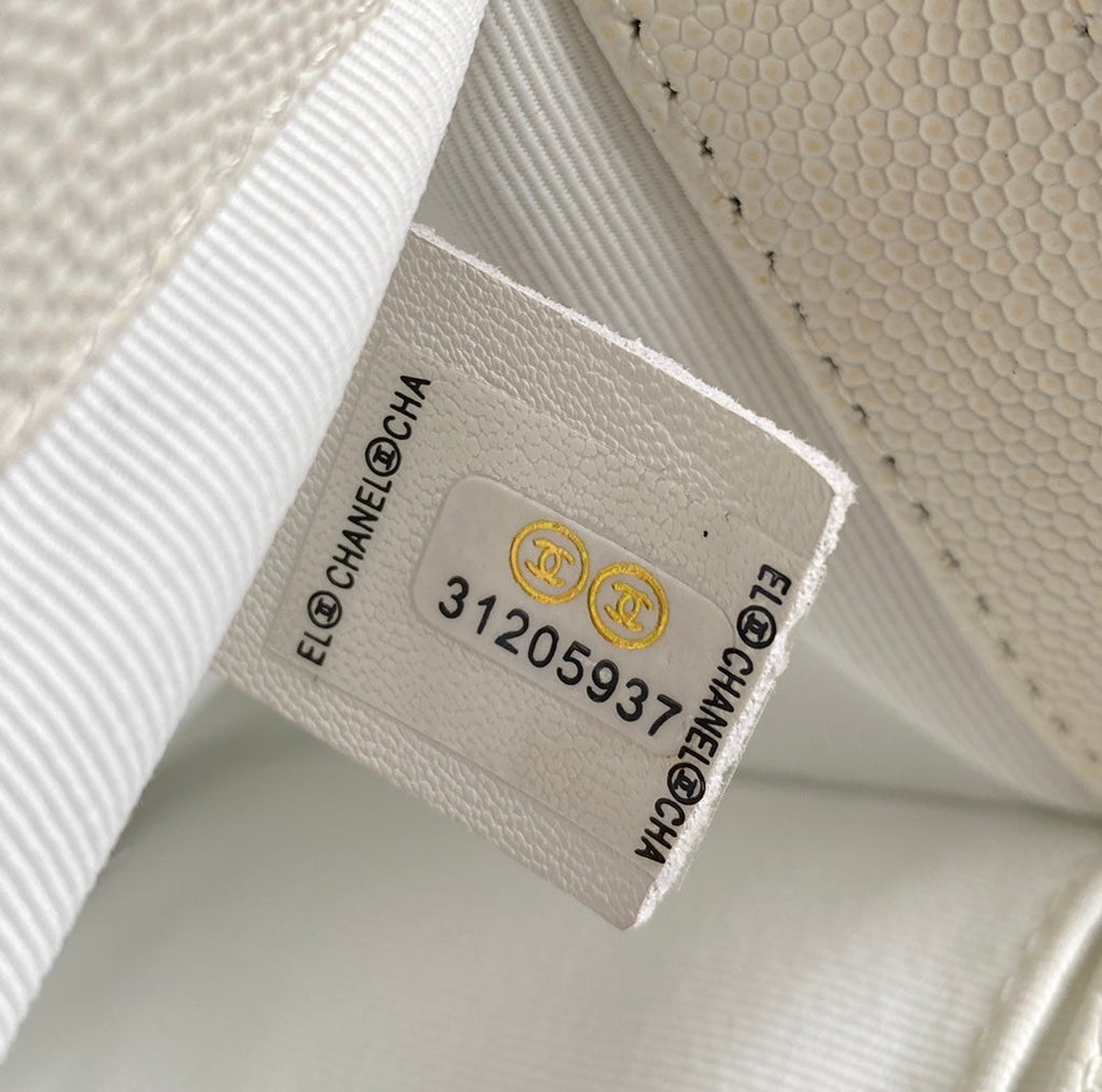 Chanel Medium 25 Boy Bag in White Lambskin Gold Hardware