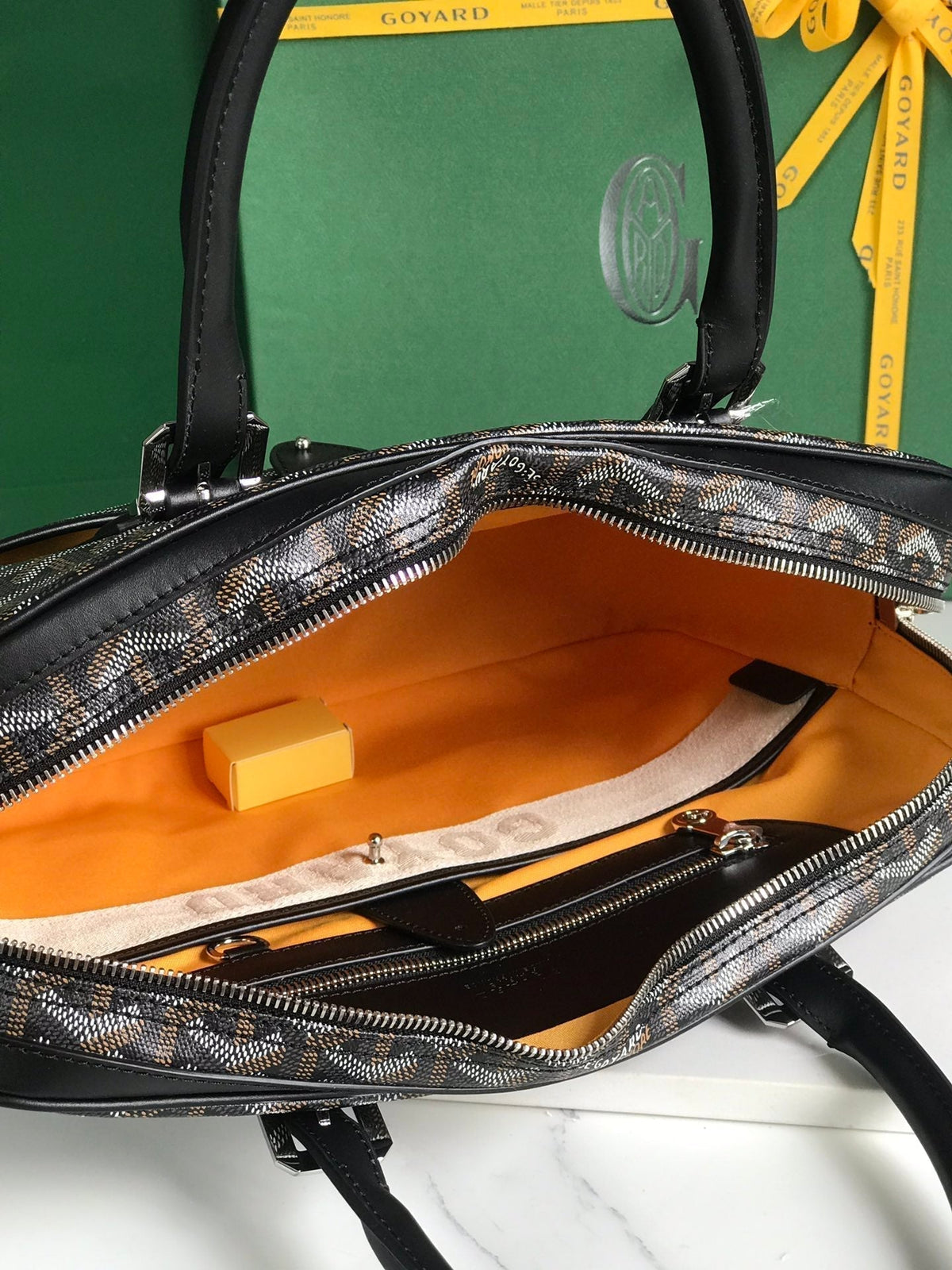 Goyard Ambassade Document Case 35 in Black Goyardine Canvas Bag
