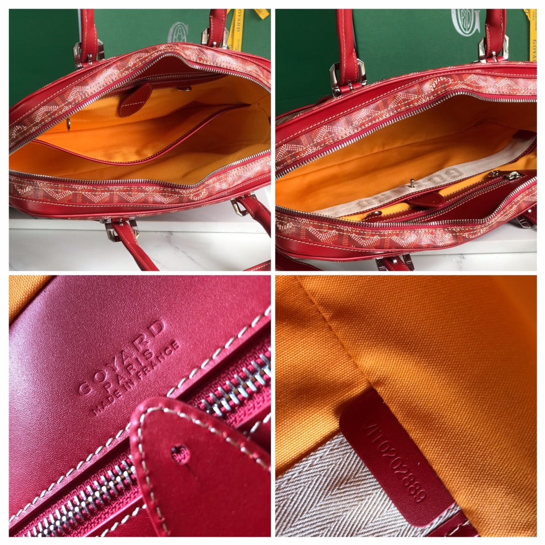 Goyard Ambassade Document Case 35 in Classic Red Goyardine Canvas Bag