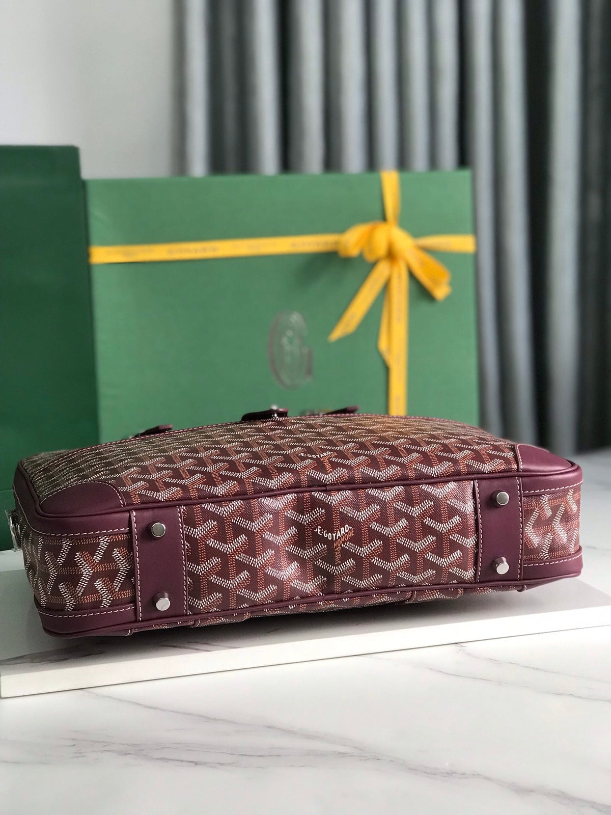 Goyard Ambassade Document Case 35 in Wine Red Goyardine Canvas Bag