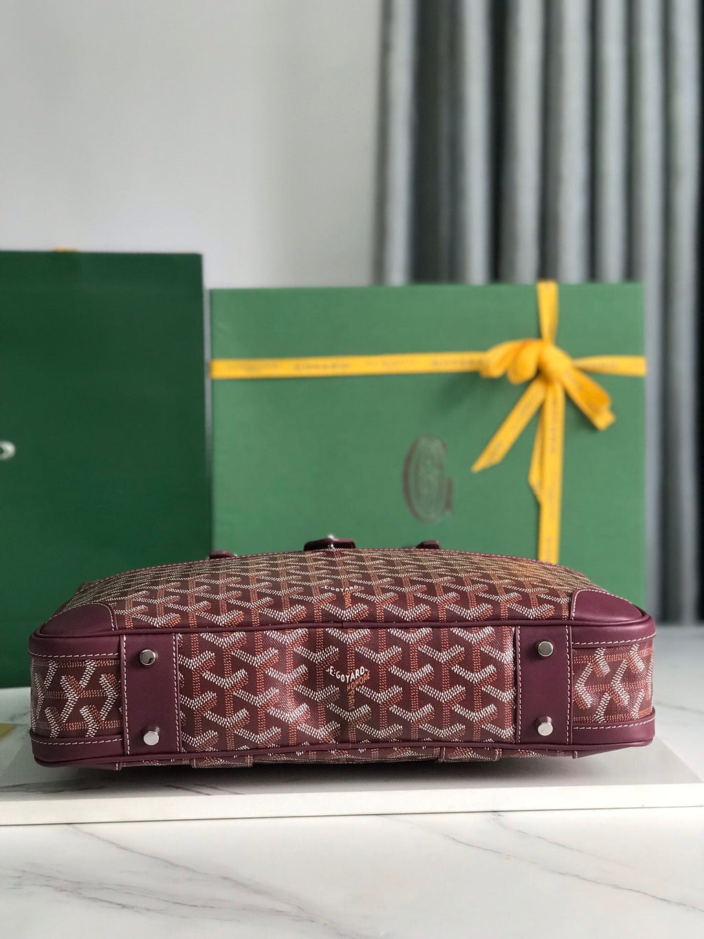 Goyard Ambassade Document Case 35 in Wine Red Goyardine Canvas Bag
