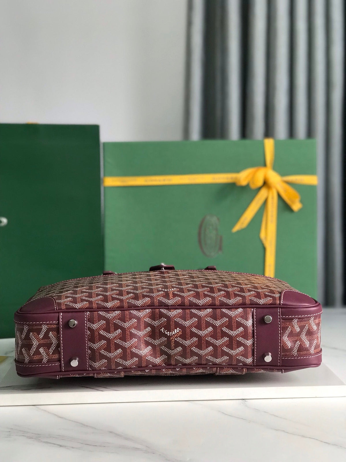 Goyard Ambassade Document Case 35 in Wine Red Goyardine Canvas Bag