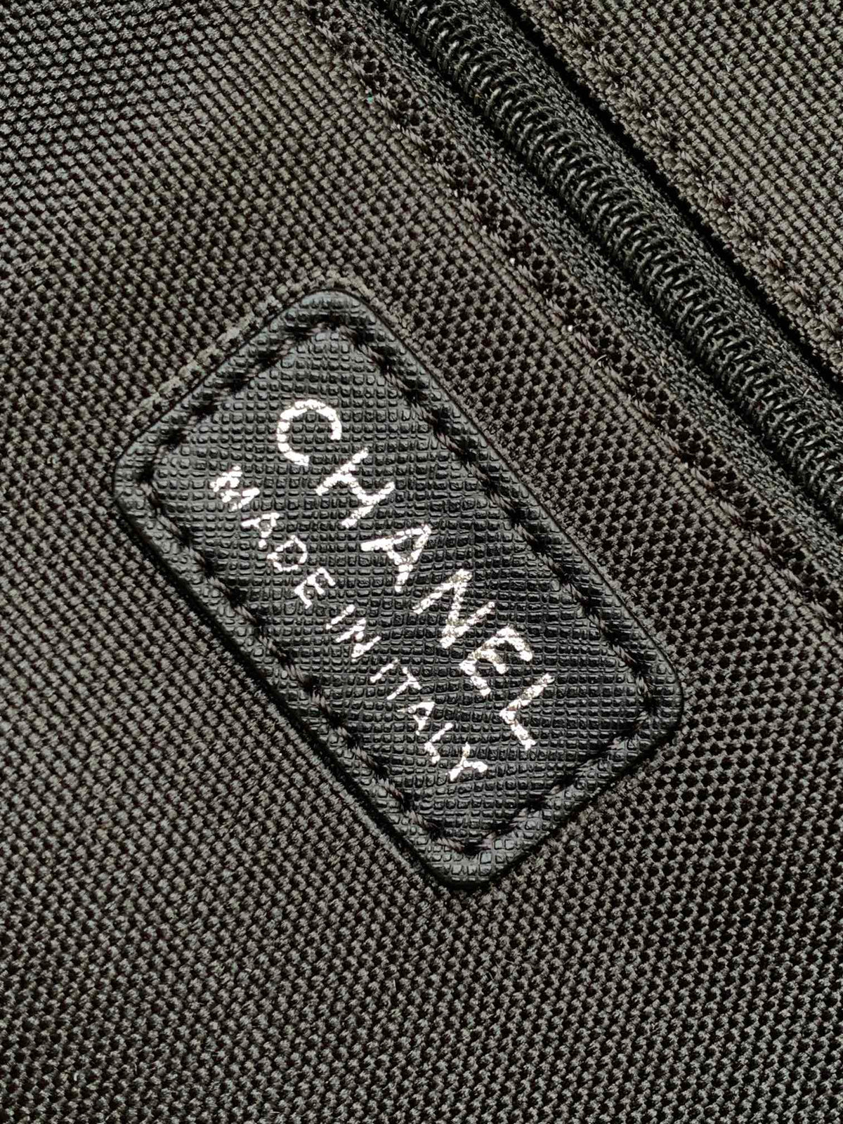 Chanel Travel Bag 45 in Black Canvas with White Logo