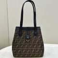 Fendi Origami Medium 27 Brown Mix Black Ff Jacquard Fabric Bag