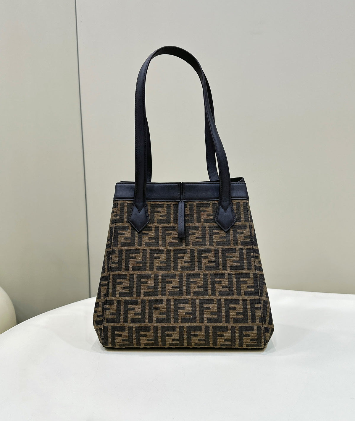 Fendi Origami Medium 27 Brown Mix Black Ff Jacquard Fabric Bag