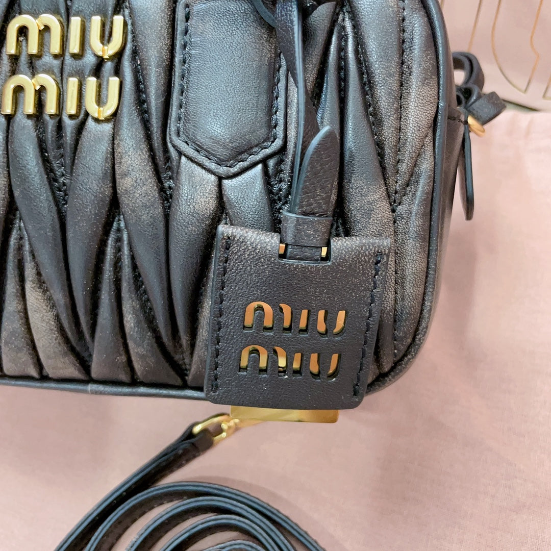Arcadie Matelassé Nappa Small Bag 19 in Black Lambskin Gold Hardware