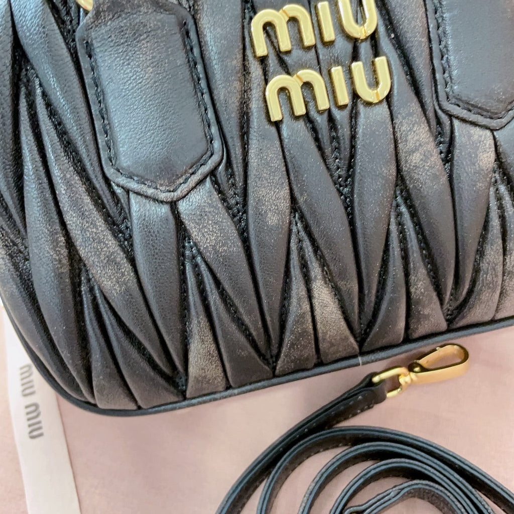 Arcadie Matelassé Nappa Small Bag 19 in Black Lambskin Gold Hardware