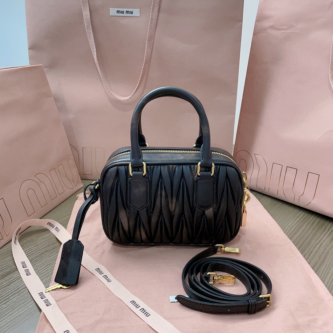 Arcadie Matelassé Nappa Small Bag 19 in Black Lambskin Gold Hardware